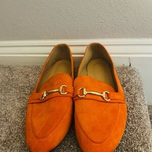 Orange Suede Loafers